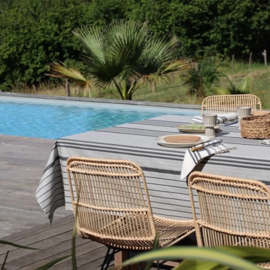 JEAN-VIER Premium Coated Waterproof Tablecloth - Stain-Resistant Grey Dining Table Cover for Indoor & Outdoor Use