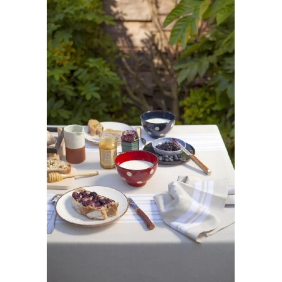 "JEAN-VIER Beige Striped Tablecloth - Linen Cotton Blend for Dining & Decor"