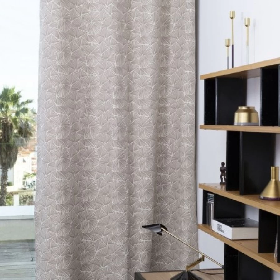 JEAN-VIER Beige Jacquard Cotton Curtains - Luxury 100% Cotton Window Drapes for Elegant Home Decor