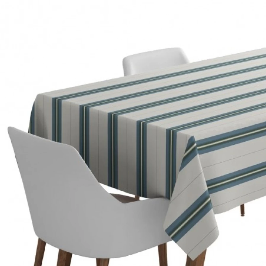 JEAN-VIER Blue Striped Tablecloth - Premium Linen & Cotton Blend for Dining & Decor