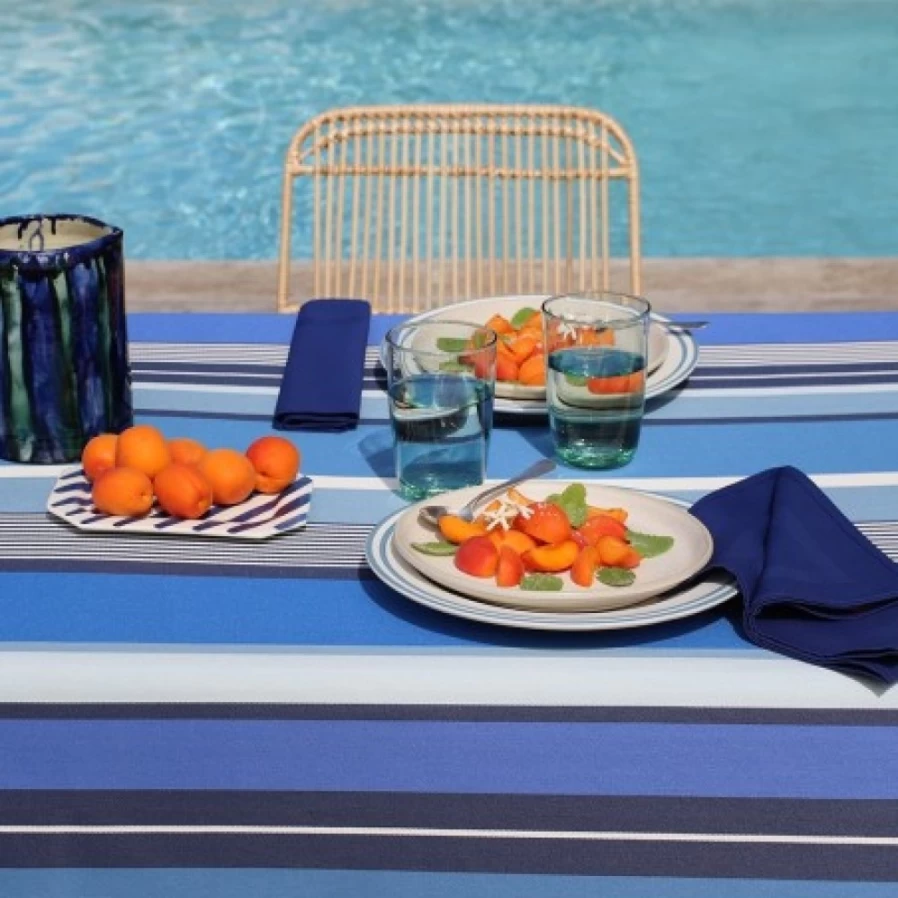 JEAN-VIER Waterproof Blue Coated Tablecloth – Durable & Stain-Resistant Dining Table Cover