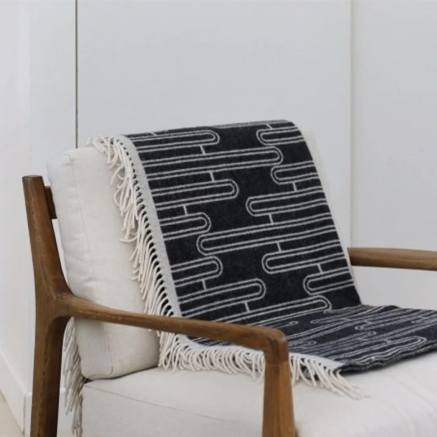 JEAN-VIER Premium Dark Grey Cashmere Wool Blend Blanket with Luxurious Fringes - Soft Warm Throw for Cozy Comfort