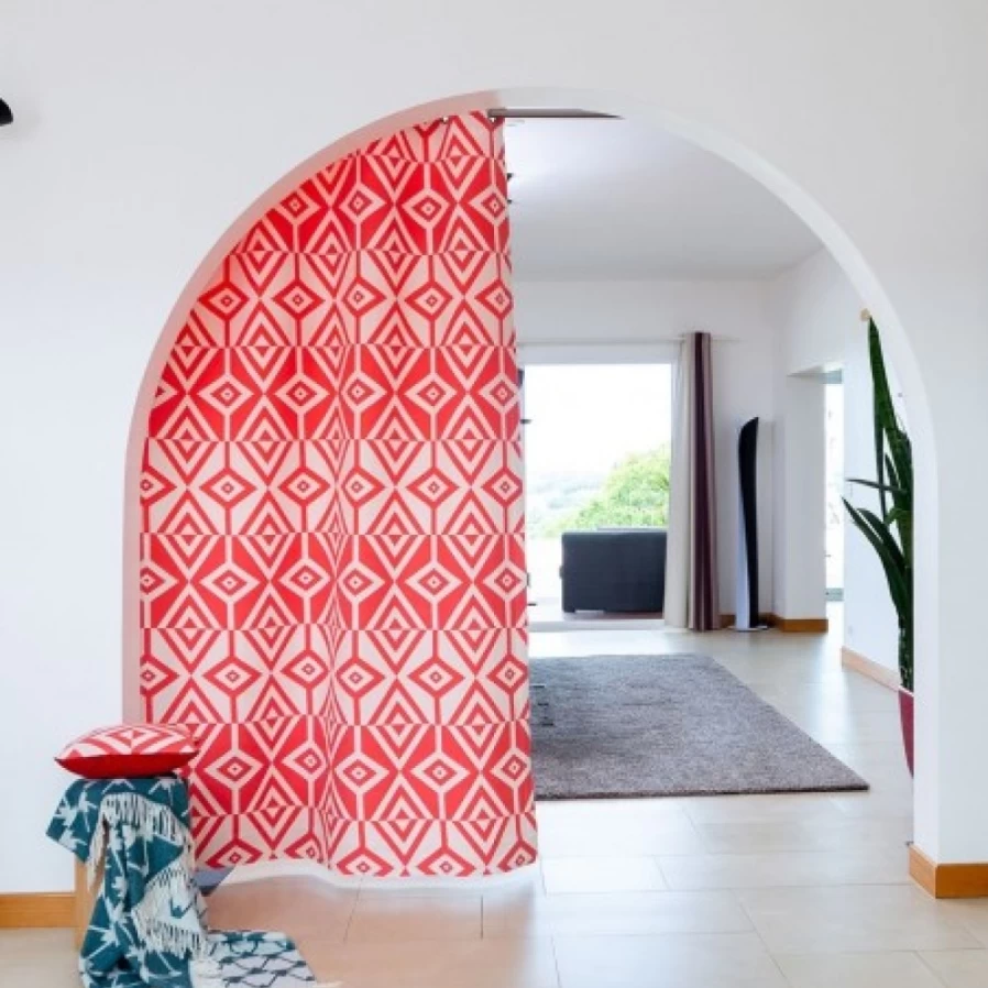"JEAN-VIER Red Jacquard Curtain with Large Elegant Pattern for Luxury Home Decor"