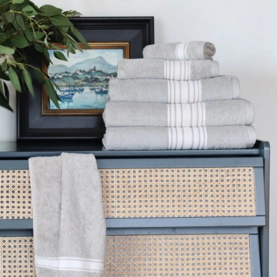 JEAN-VIER Luxury Grey Bath Towel Set - Super Soft Absorbent Shower Towels for Spa & Bathroom