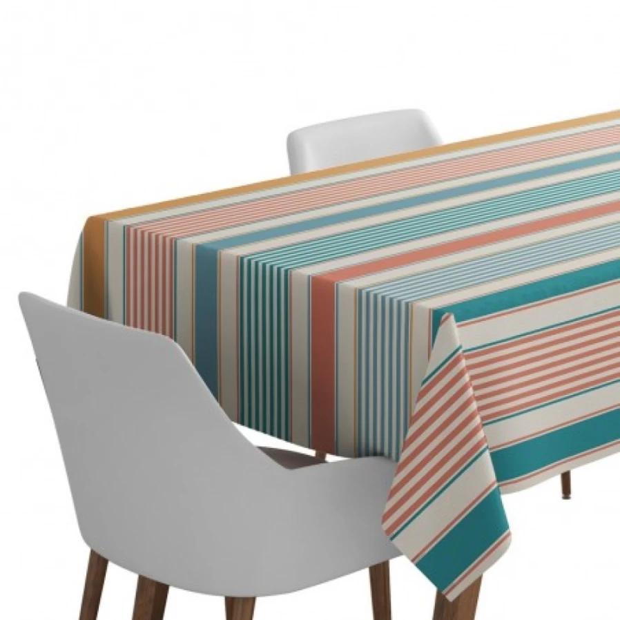 JEAN-VIER Waterproof Coated Tablecloth - Multicolor Washable Fabric for Indoor & Outdoor Use