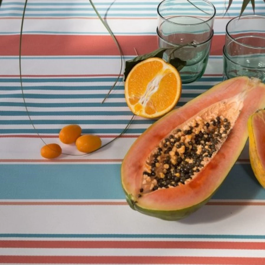 JEAN-VIER Waterproof Coated Tablecloth - Multicolor Washable Fabric for Indoor & Outdoor Use