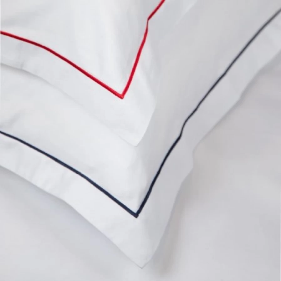 "JEAN-VIER Lot de 2 Taies d'Oreiller Brodées Bleu Foncé - Housse de Coussin Décorative"