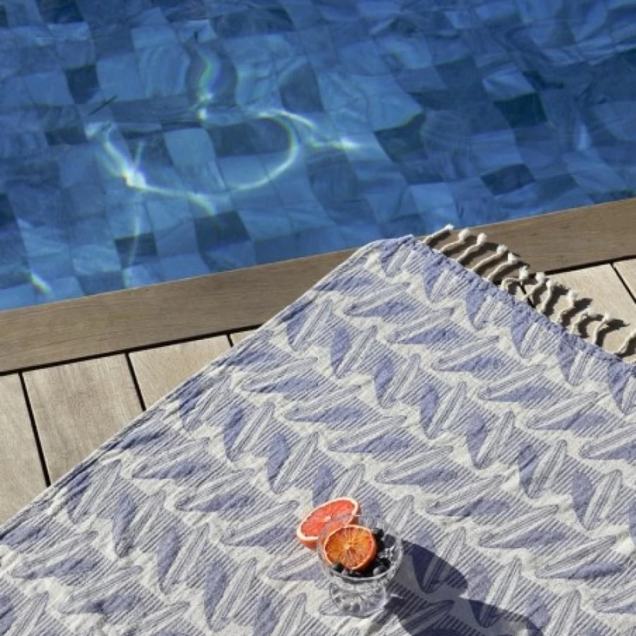 JEAN-VIER Premium Blue Foutas - Soft, Absorbent Turkish Towels for Beach, Bath & Spa