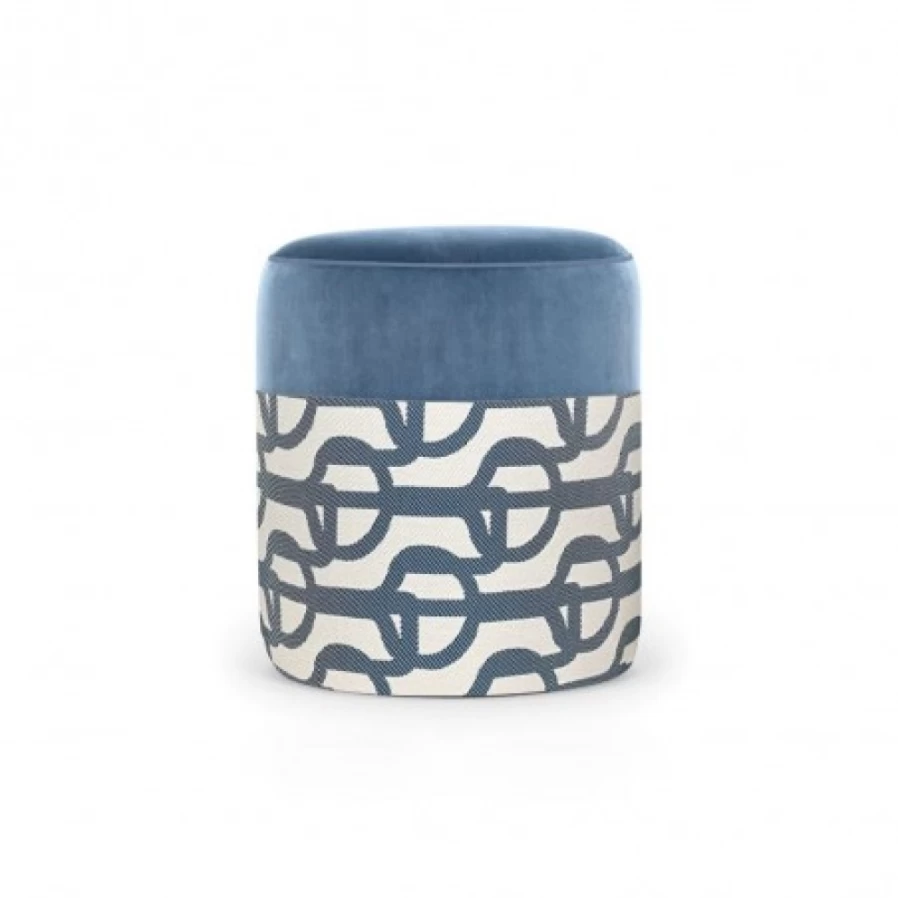 JEAN-VIER Blue Pouffe Ottoman - Stylish Footstool & Storage Bench for Living Room