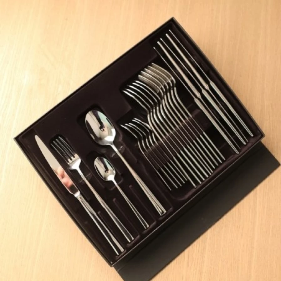 JEAN-VIER Premium Grey Cutlery Set - Stainless Steel Knives, Forks & Spoons for Elegant Dining