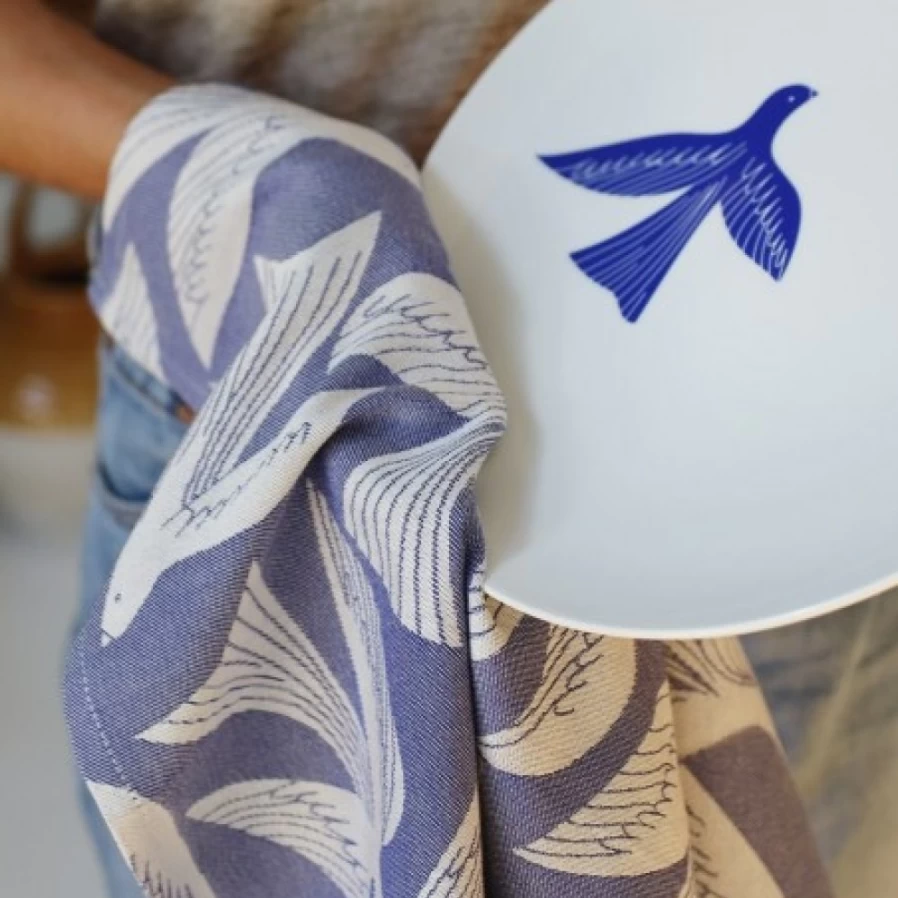 JEAN-VIER Premium Blue Tea Towel - Soft, Absorbent Kitchen Towel for Dishes & Cleaning
