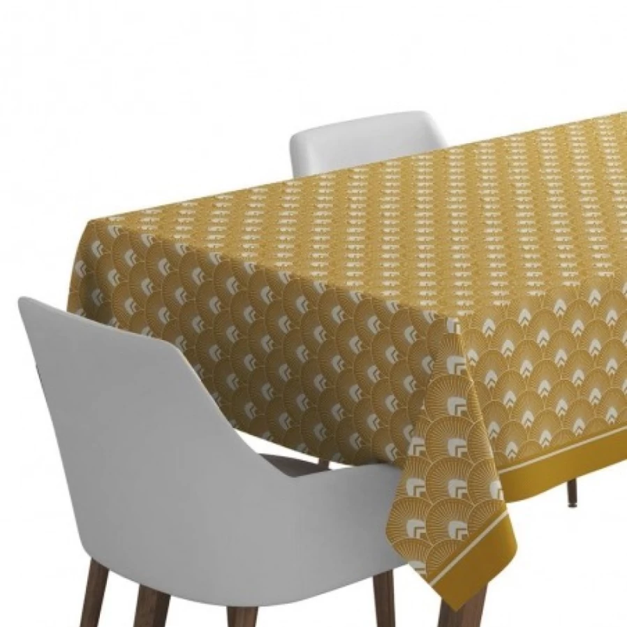 JEAN-VIER Yellow Orange Floral Jacquard Tablecloth - Elegant Patterned Dining Table Cover for Wedding & Home Decor