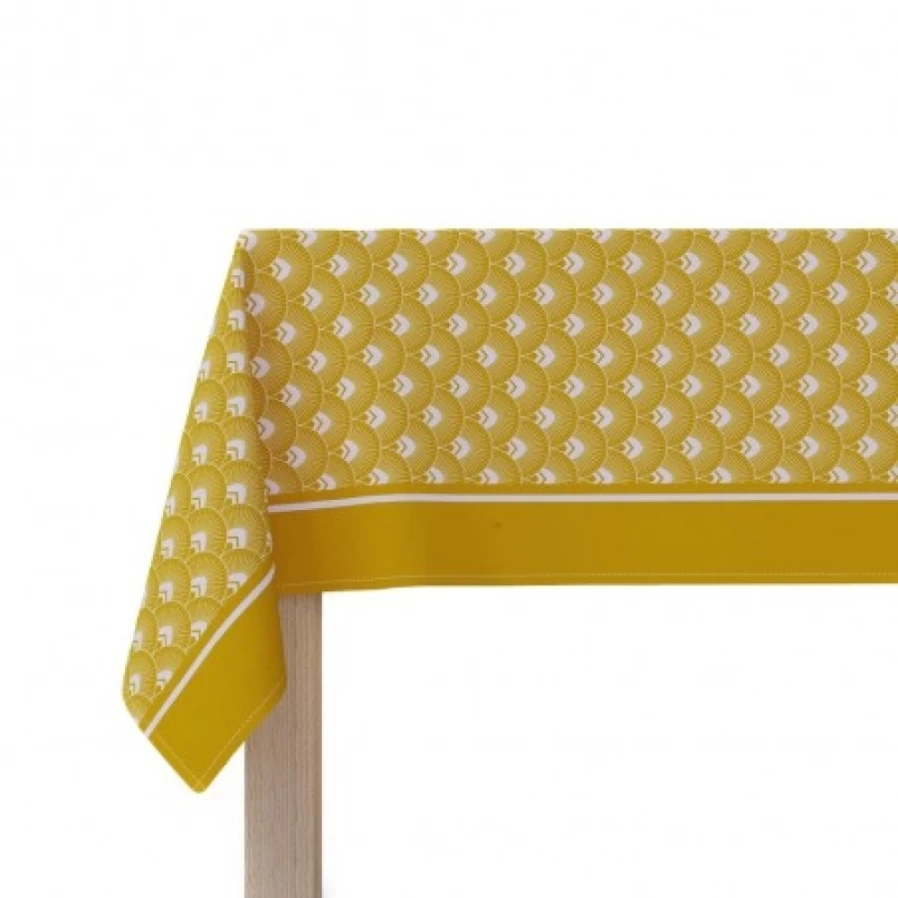 JEAN-VIER Yellow Orange Floral Jacquard Tablecloth - Elegant Patterned Dining Table Cover for Wedding & Home Decor