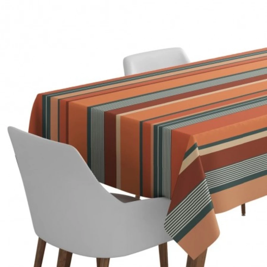 JEAN-VIER Waterproof Orange Coated Tablecloth – Durable & Easy-Clean Dining Table Cover
