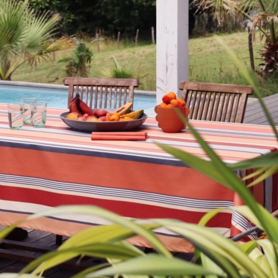 JEAN-VIER Waterproof Orange Coated Tablecloth – Durable & Easy-Clean Dining Table Cover