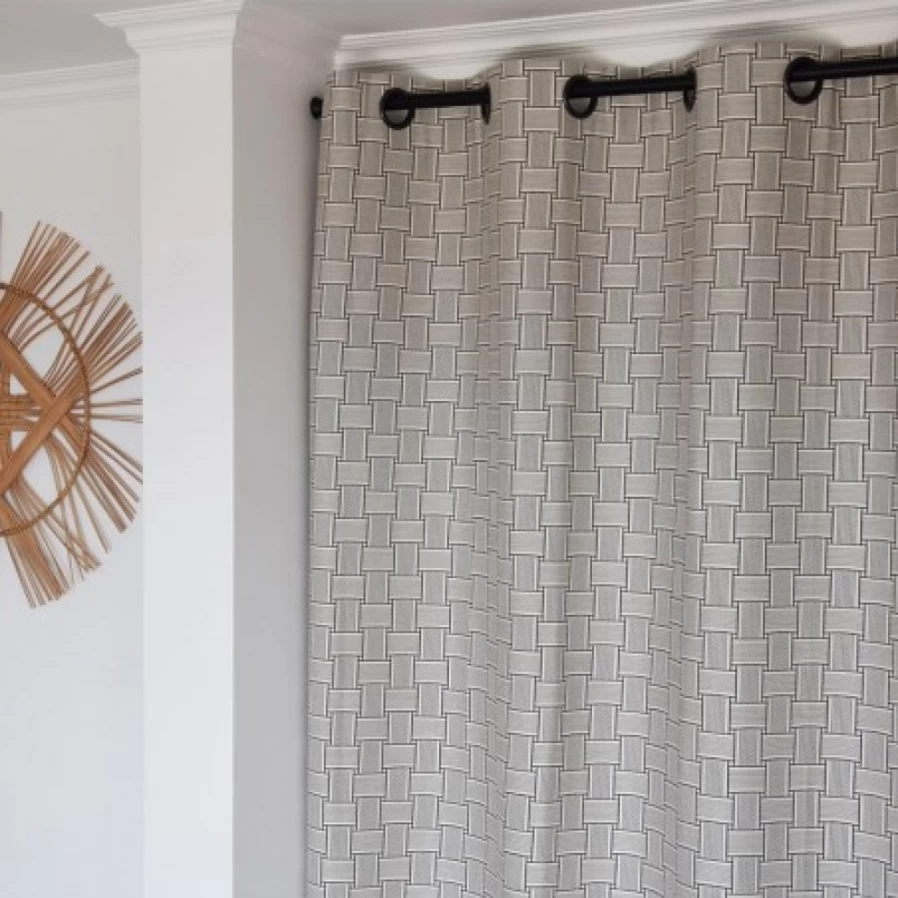 JEAN-VIER Black & Ecru Jacquard Curtain - Elegant Patterned Window Drapes for Living Room & Bedroom