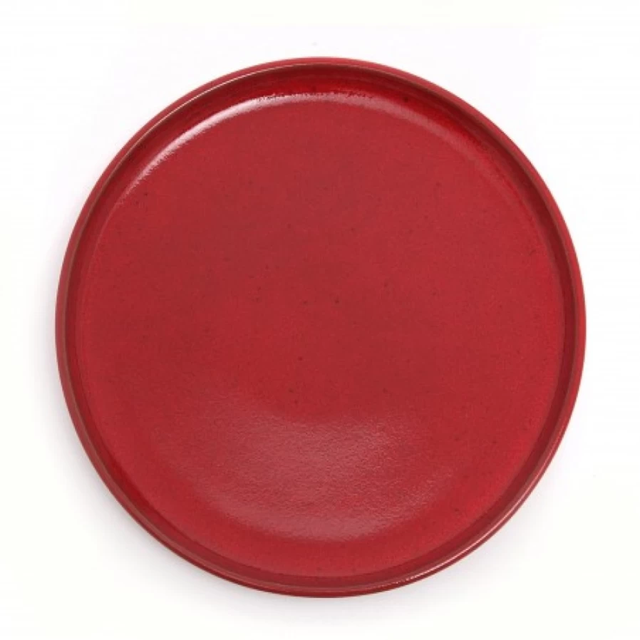 "JEAN-VIER 10.5 Inch Red Ceramic Dinner Plates - Set of 4, Durable & Stylish Tableware for Dining"