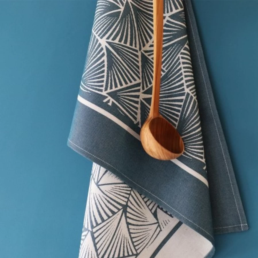 JEAN-VIER Premium Blue Tea Towel - Soft, Absorbent Kitchen Towel for Dishes & Cleaning