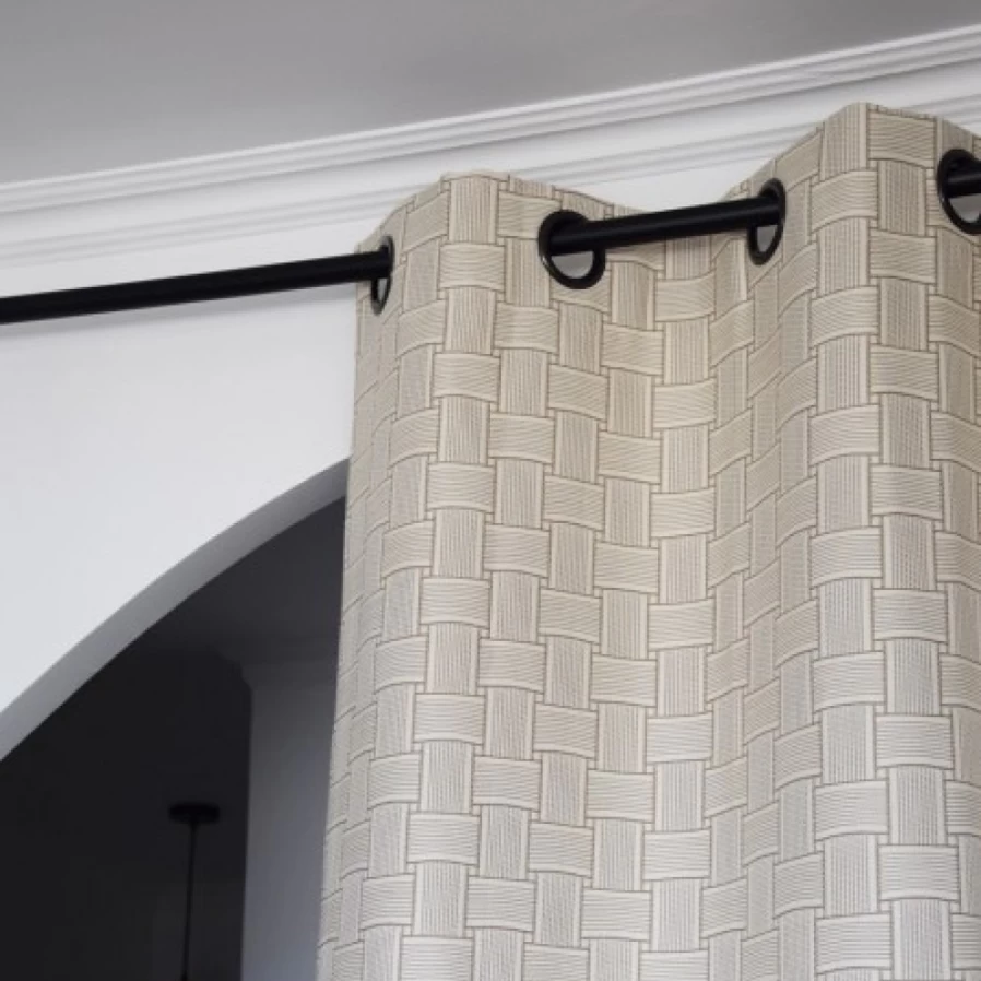 "JEAN-VIER Beige Jacquard Woven Pattern Curtains - Elegant Textured Drapes for Home Decor"
