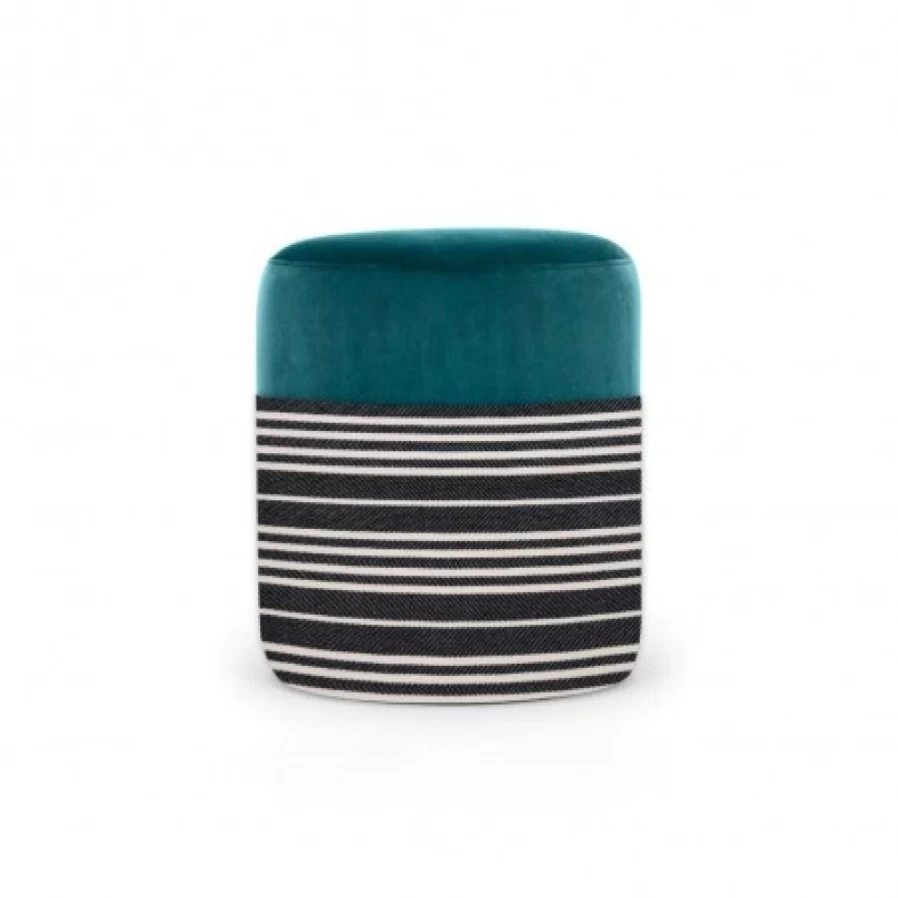 JEAN-VIER Blue Pouffe Ottoman - Stylish Footstool & Storage Bench for Living Room