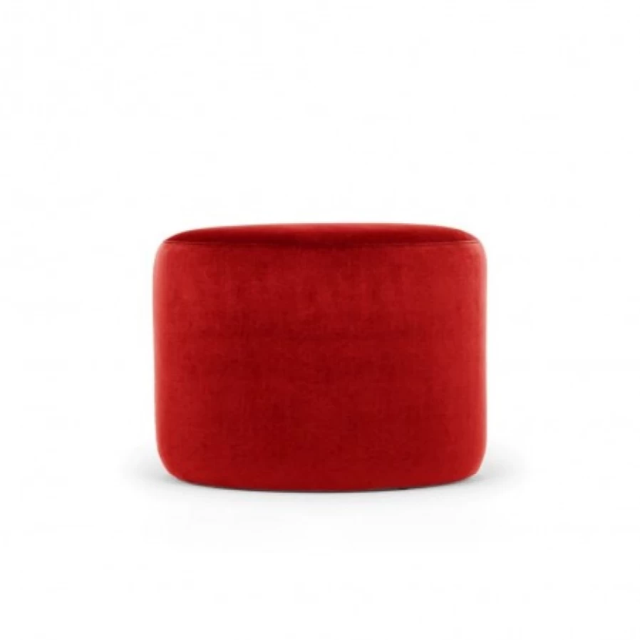 JEAN-VIER Red Leather Pouffe Ottoman Footstool - Stylish Living Room Accent Stool