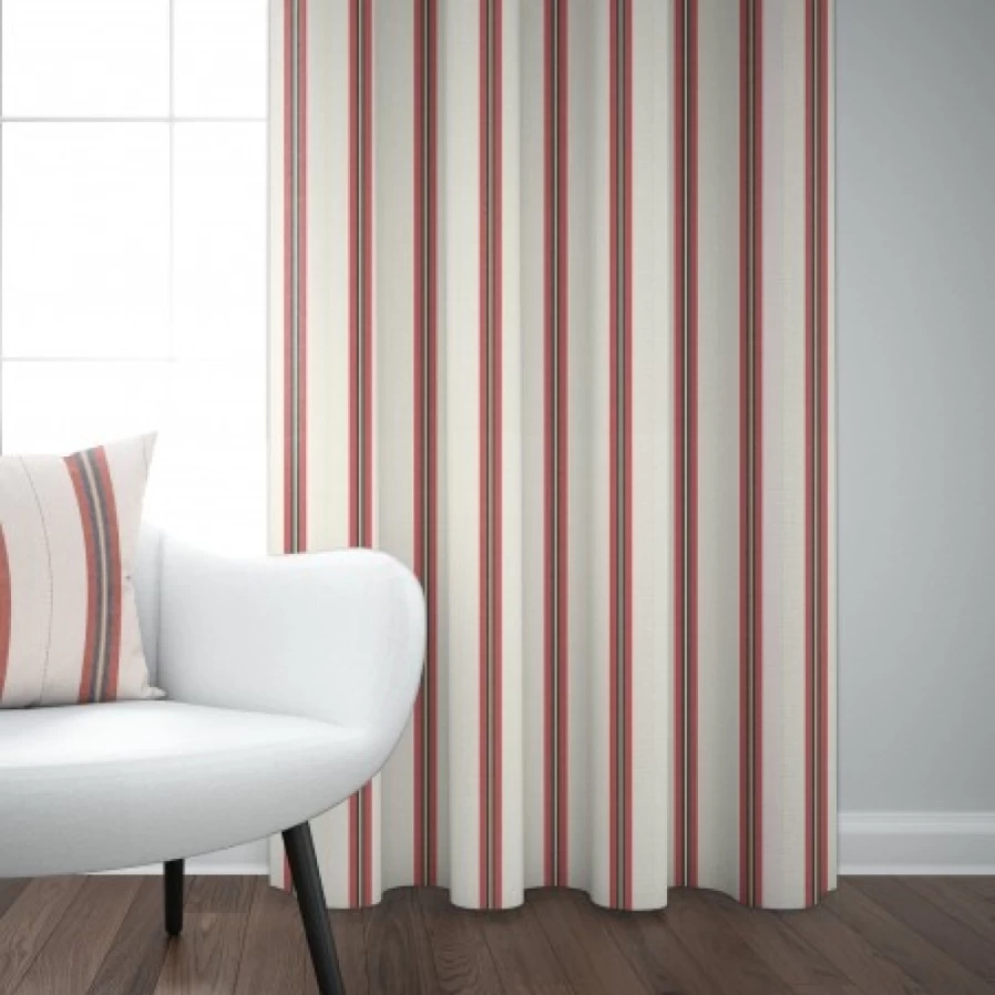 "JEAN-VIER Linen Cotton Blend Curtains with Terracotta Stripes - Light Filtering Modern Drapes"