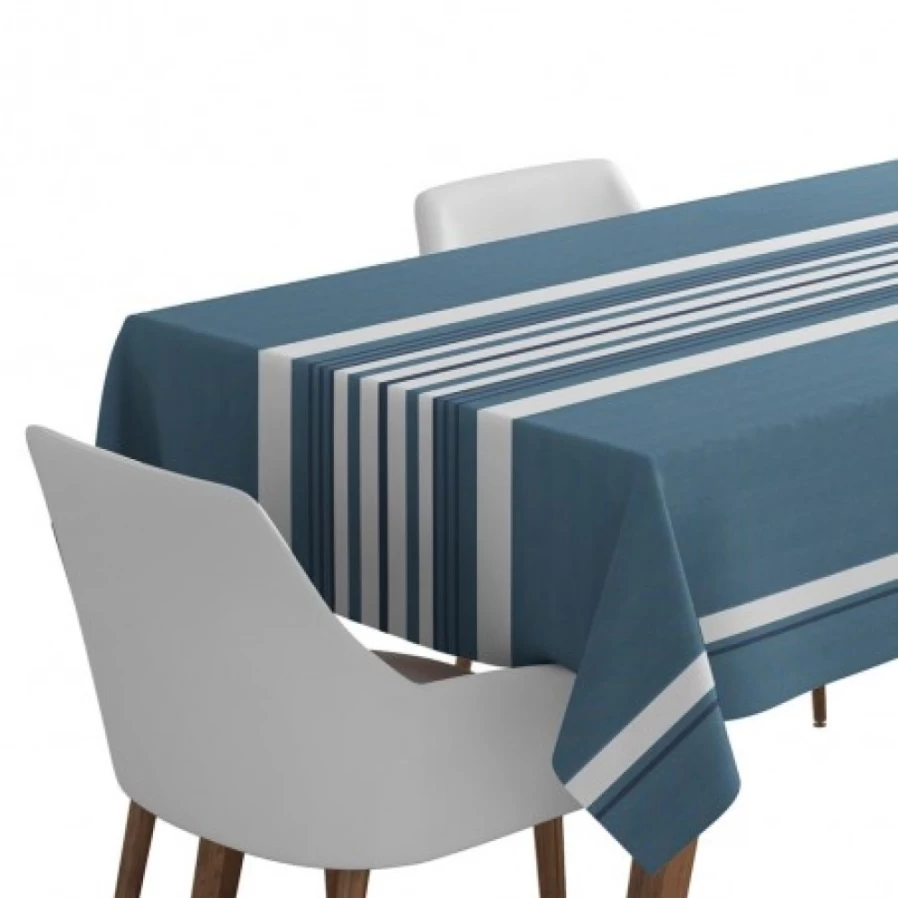"JEAN-VIER Blue Herringbone Cotton Tablecloth – Premium Dining & Decor"