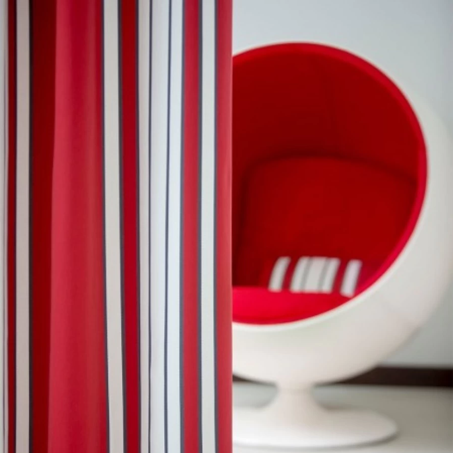 JEAN-VIER Red Striped Satin Cotton Curtains for Living Room & Bedroom