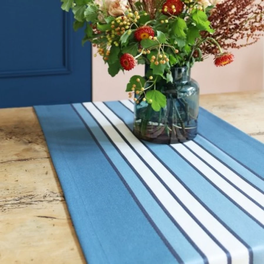 "JEAN-VIER Blue Table Runner - Premium Fabric Dining Table Decor"