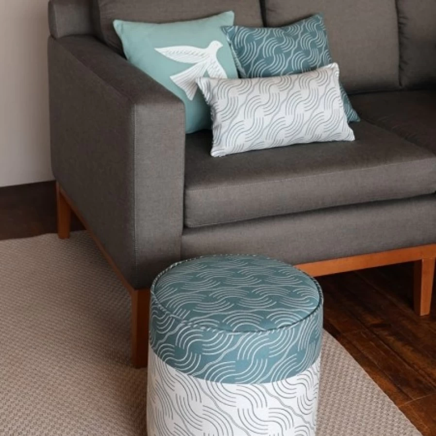 JEAN-VIER Green Pouffe Ottoman - Stylish Footstool & Lounge Chair Companion