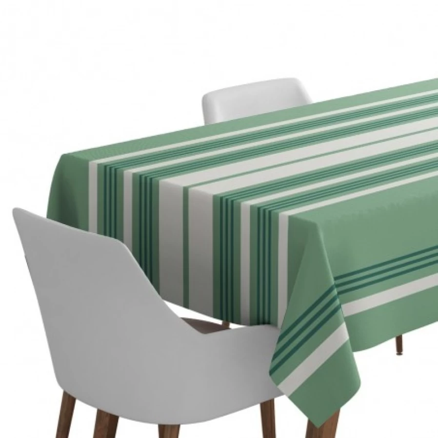 JEAN-VIER Waterproof Green Coated Tablecloth - Durable & Easy-Clean Dining Table Cover