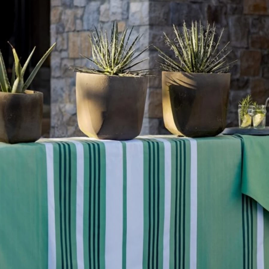 JEAN-VIER Waterproof Green Coated Tablecloth - Durable & Easy-Clean Dining Table Cover