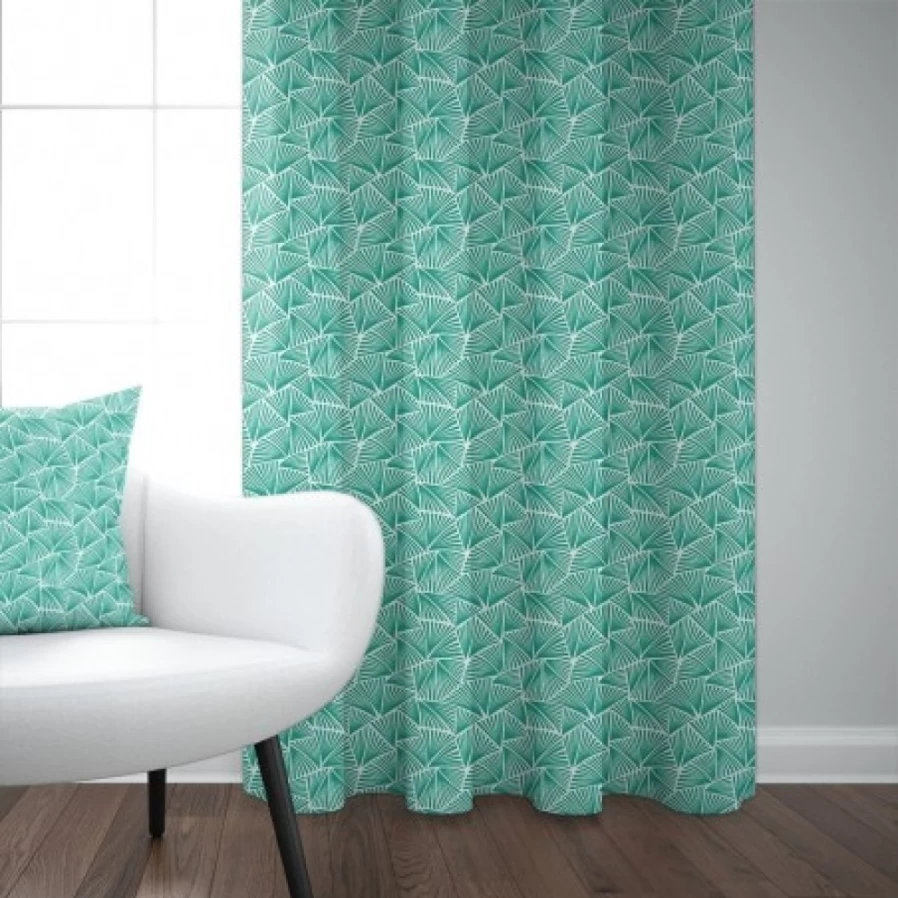 "JEAN-VIER Turquoise Blue Jacquard Curtains with Elegant Pattern for Modern Home Decor"