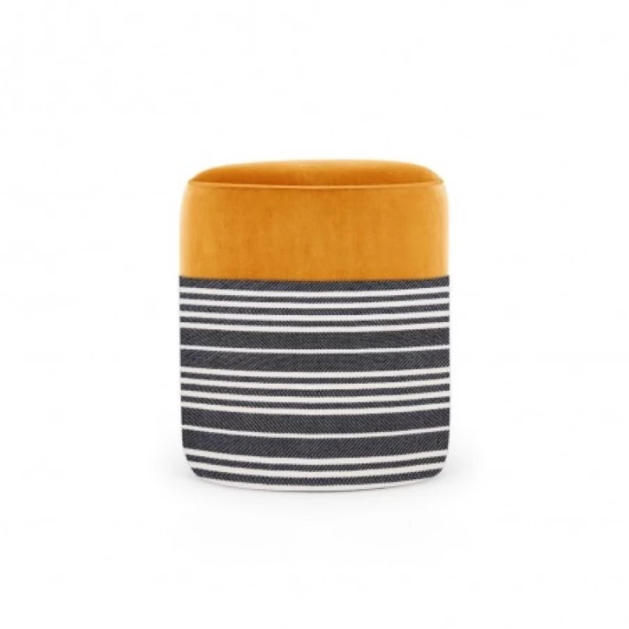 JEAN-VIER Yellow Pouffe Ottoman - Modern Footstool & Storage Bench for Living Room