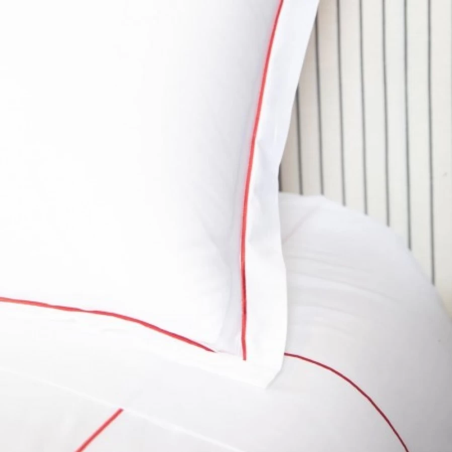 JEAN-VIER Luxury Set of 2 Embroidered Red Pillowcases - Elegant Bedding Accessories