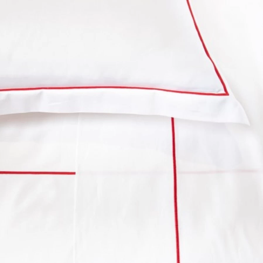 JEAN-VIER Luxury Satin Cotton Duvet Cover with Exquisite Red Embroidery - Queen Size Bedding Set