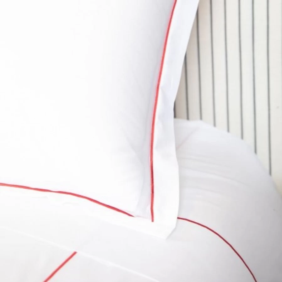 JEAN-VIER Luxury Satin Cotton Duvet Cover with Exquisite Red Embroidery - Queen Size Bedding Set
