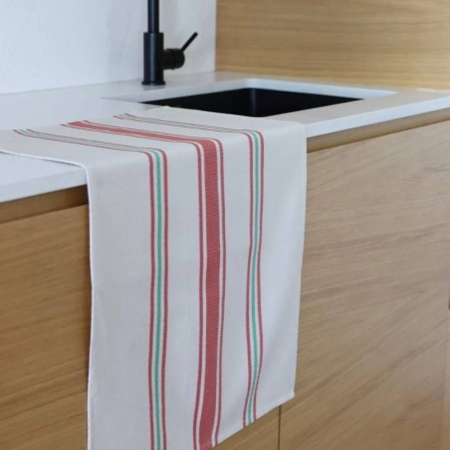 "JEAN-VIER Premium Red Tea Towel - Soft, Absorbent Kitchen Towel for Dishes & Cleaning"