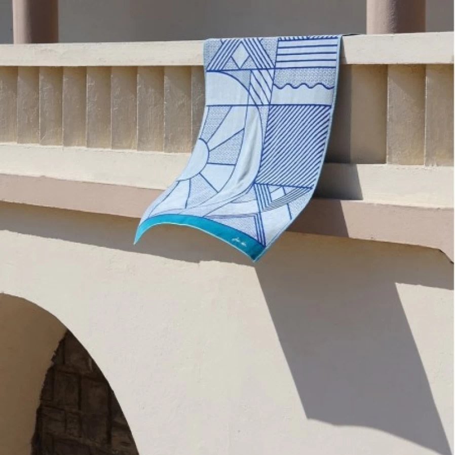 JEAN-VIER Premium Blue Beach Towel - Quick Dry, Soft & Large Coastal Towel for Sand & Pool