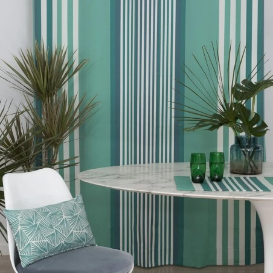 JEAN-VIER Light Green Striped Cotton Curtains for Living Room & Bedroom