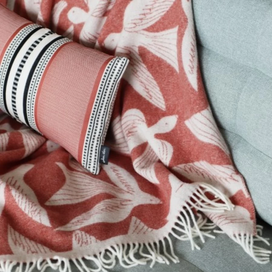JEAN-VIER Premium Terracotta Wool Cashmere Blend Blanket - Luxurious Patterned Throw for Cozy Comfort