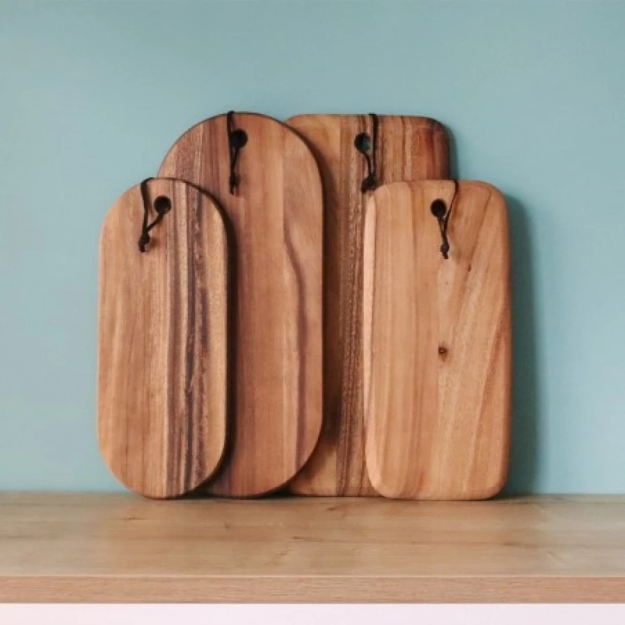 JEAN-VIER Solid Wood Chopping Board - Natural Brown Kitchen Cutting Board for Meat, Cheese, and Vegetables