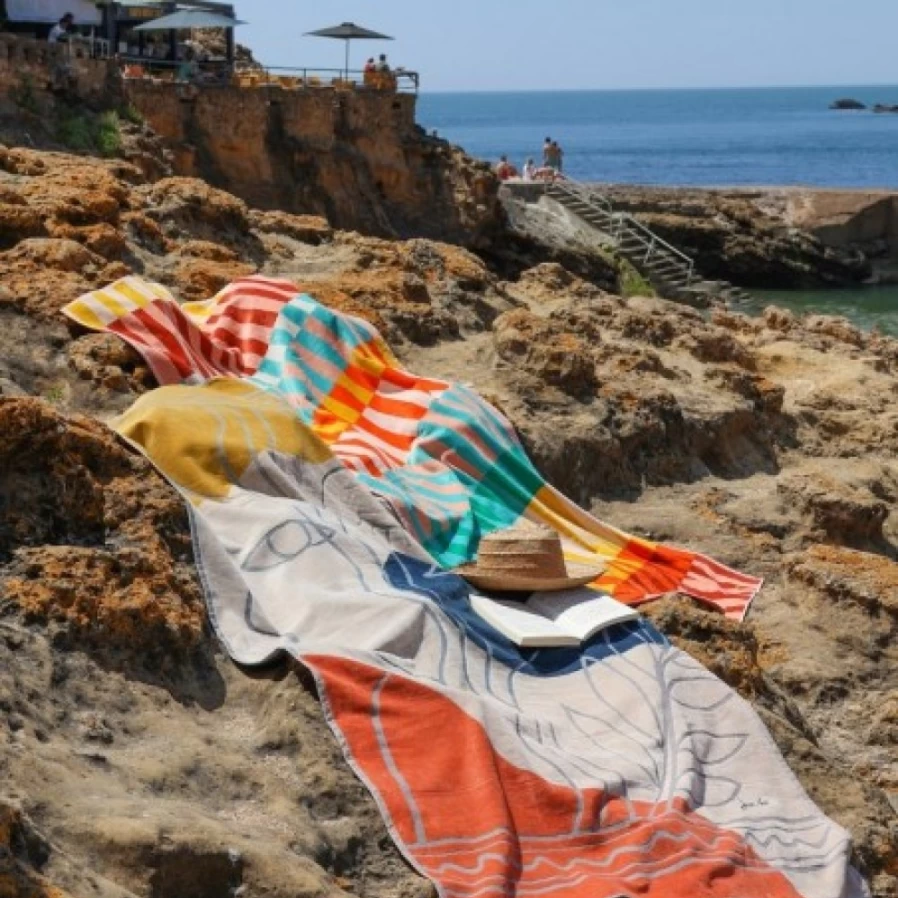 JEAN-VIER Multicolor Beach Towel - Quick Dry, Lightweight & Vibrant Striped Design for Summer