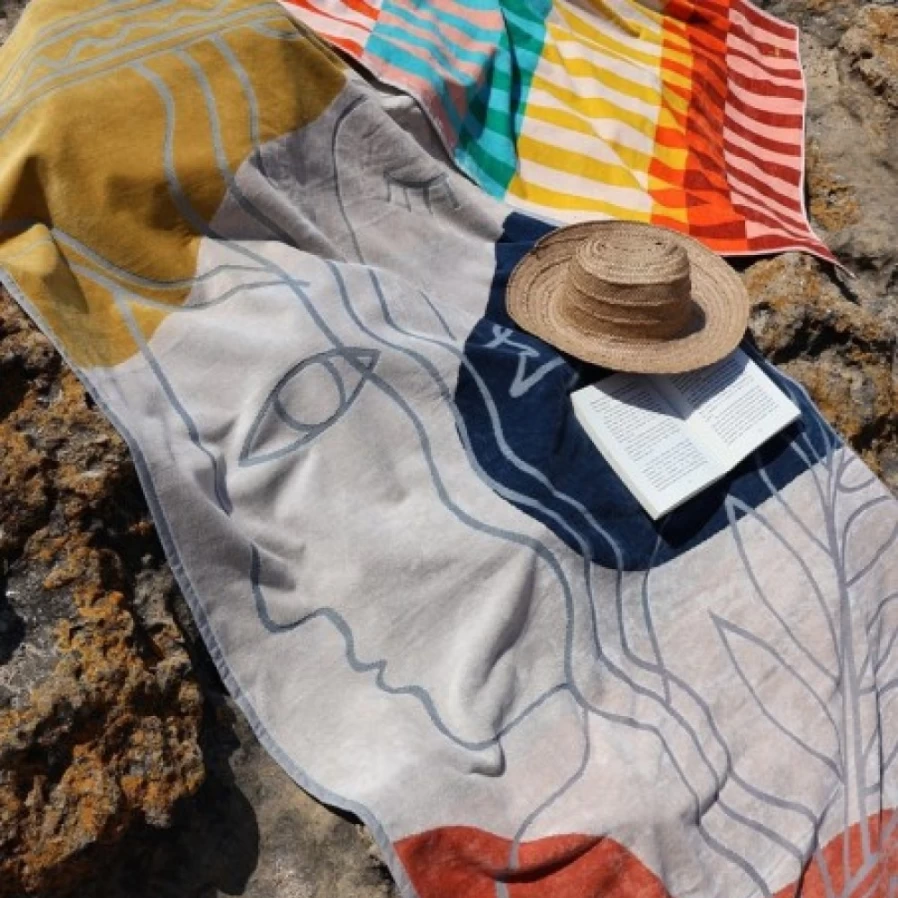 JEAN-VIER Multicolor Beach Towel - Quick Dry, Lightweight & Vibrant Striped Design for Summer
