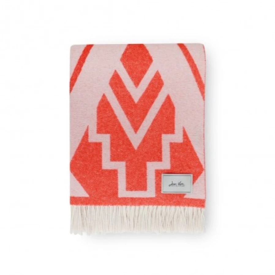 JEAN-VIER Orange Cashmere Wool Blend Luxury Blanket with Elegant Pattern