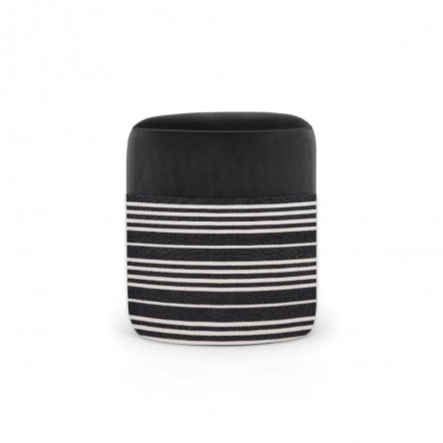 JEAN-VIER Black Pouffe Ottoman Footstool - Stylish & Comfortable Seat for Living Room