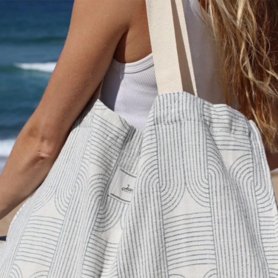 JEAN-VIER Reusable Blue Shopping Bags - Eco-Friendly Grocery Tote with Handles