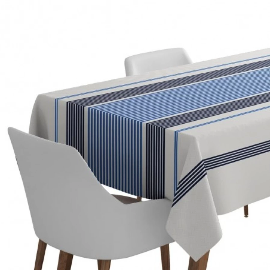 JEAN-VIER Waterproof Blue Coated Tablecloth – Durable & Stain-Resistant Dining Table Cover