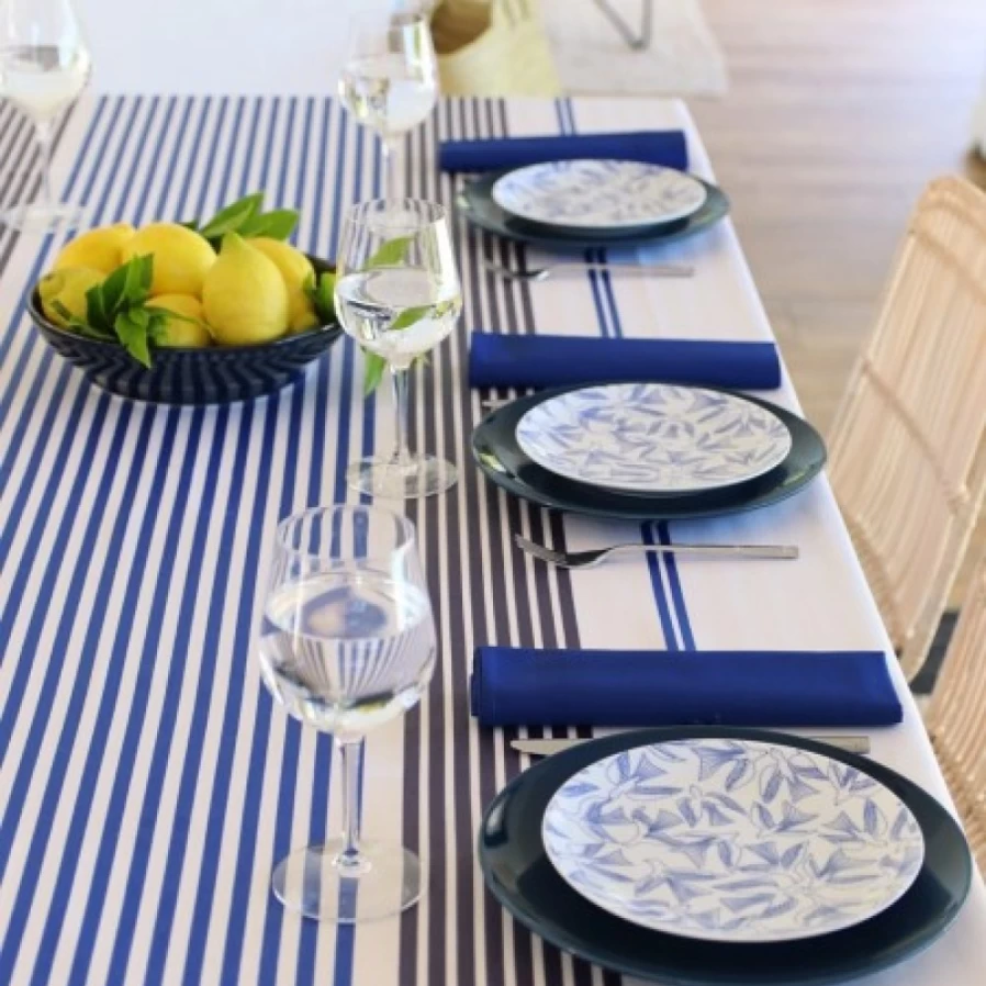 JEAN-VIER Waterproof Blue Coated Tablecloth – Durable & Stain-Resistant Dining Table Cover