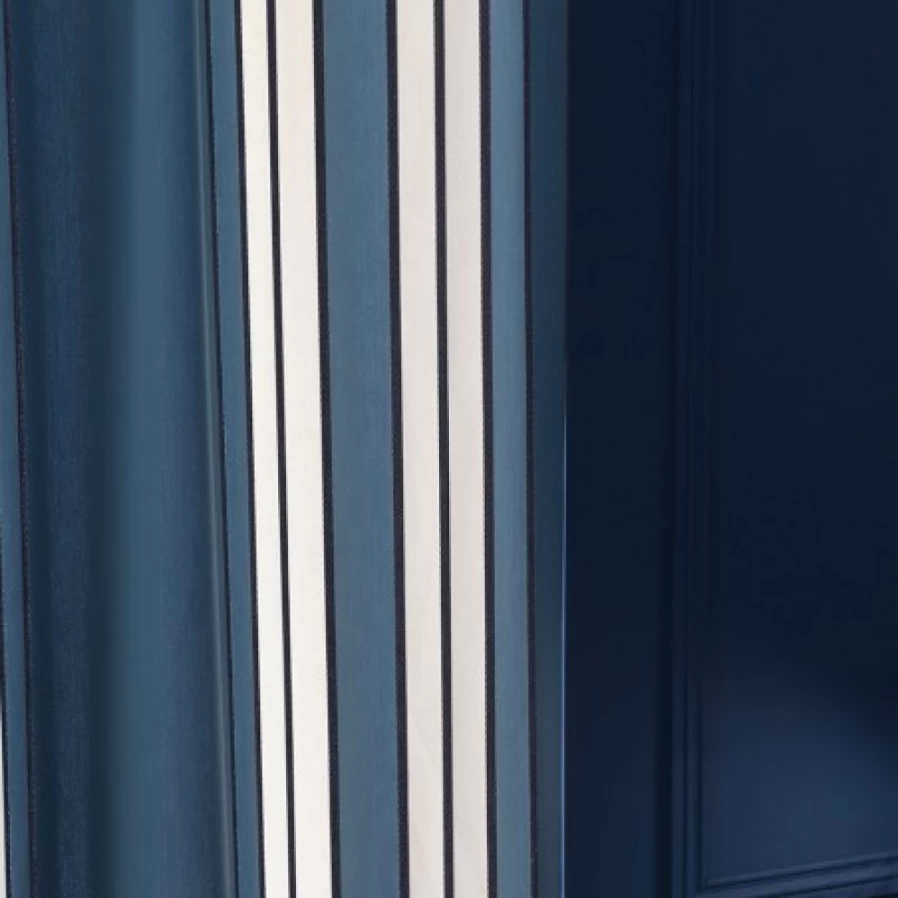 "JEAN-VIER Midnight Blue Striped Cotton Curtains for Modern Home Decor"